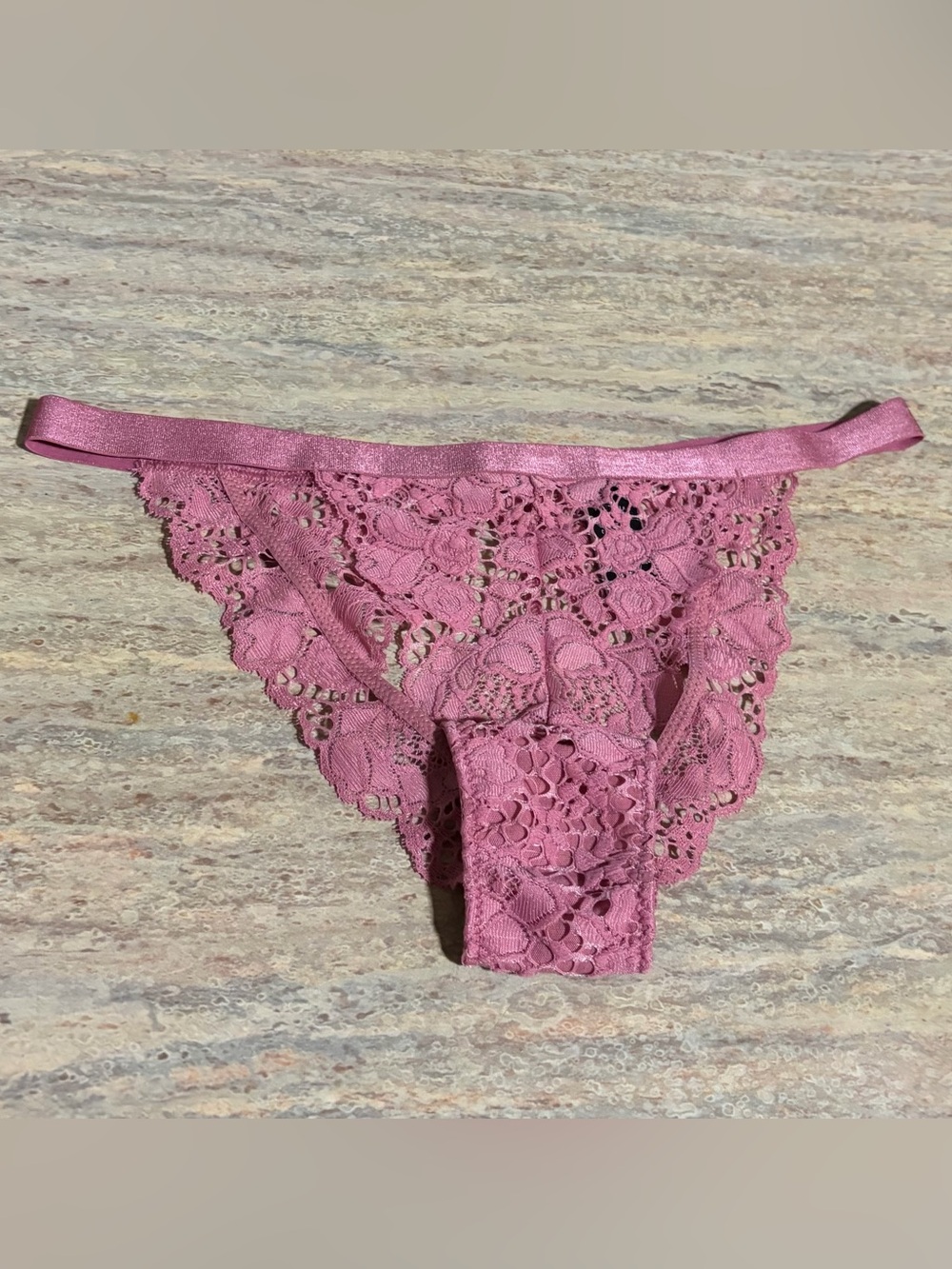 NWT Victoria's Secret Rose Pink Very Sexy Cheeky Lace panty open on the back